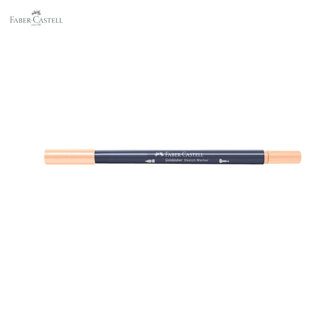 Marker cu 2 capete Faber-Castell Goldfaber, roz pudrat 303, pensula + fineliner, pentru desen artistic [5]