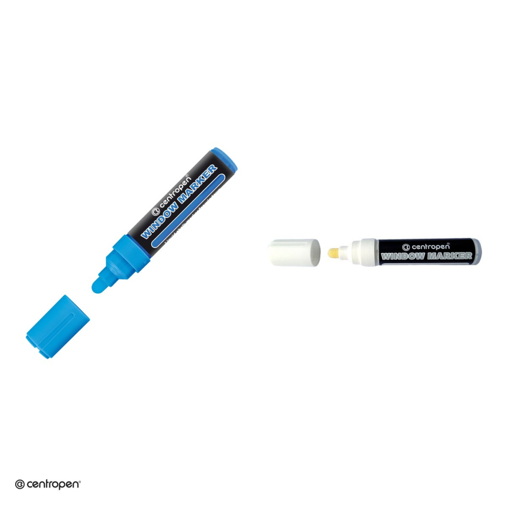 Marker cu creta lichida Centropen 9121, varf rotund 2-15 mm, culoare alba [4]