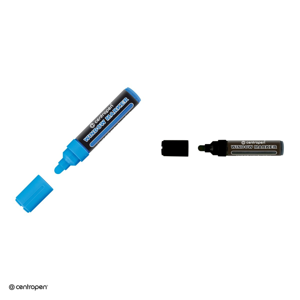 Marker cu creta lichida Centropen 9121, varf rotund 2-15 mm, culoare neagra [4]