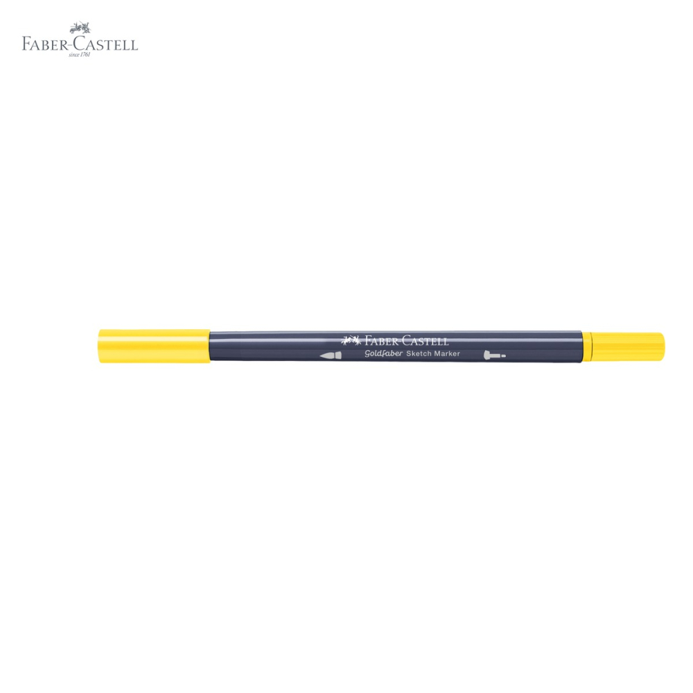 Marker cu doua capete Faber-Castell Goldfaber, cerneala alcool, galben cadmium 107, pentru desen artistic si contururi [5]