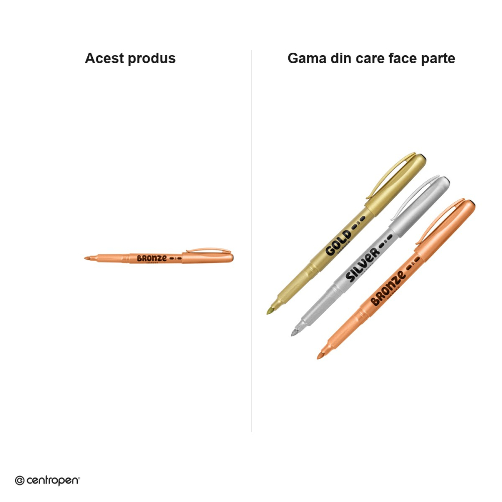 Marker cu efect metalic Centropen 2690, varf rotund 1.5-3 mm, culoare bronz [5]
