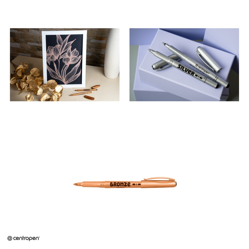 Marker cu efect metalic Centropen 2690, varf rotund 1.5-3 mm, culoare bronz [4]