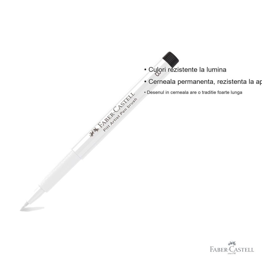 Marker cu pensula Faber-Castell Pitt Artist Pen, cerneala alba pigmentata, pentru schite si ilustratii [3]