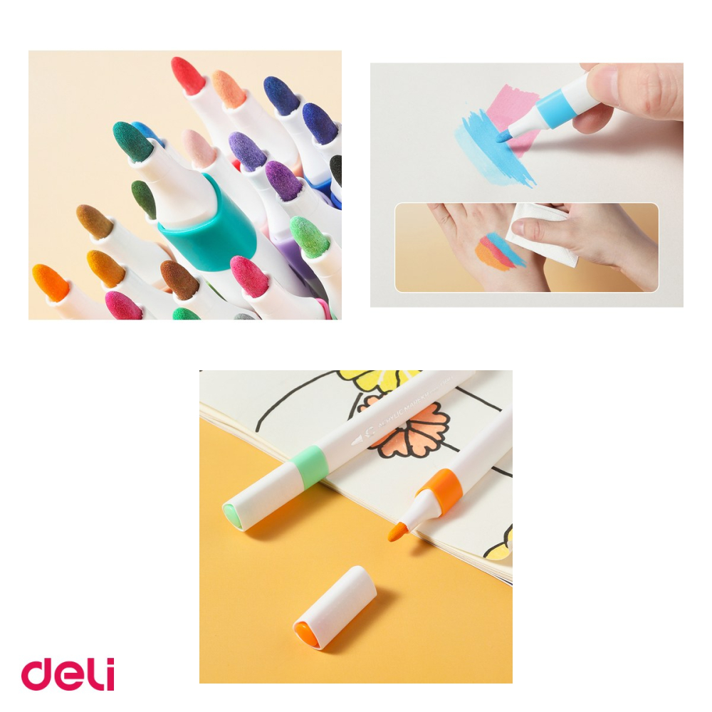 Marker cu varf rotund, Deli, acrilic canar color emotion, scris galben [4]