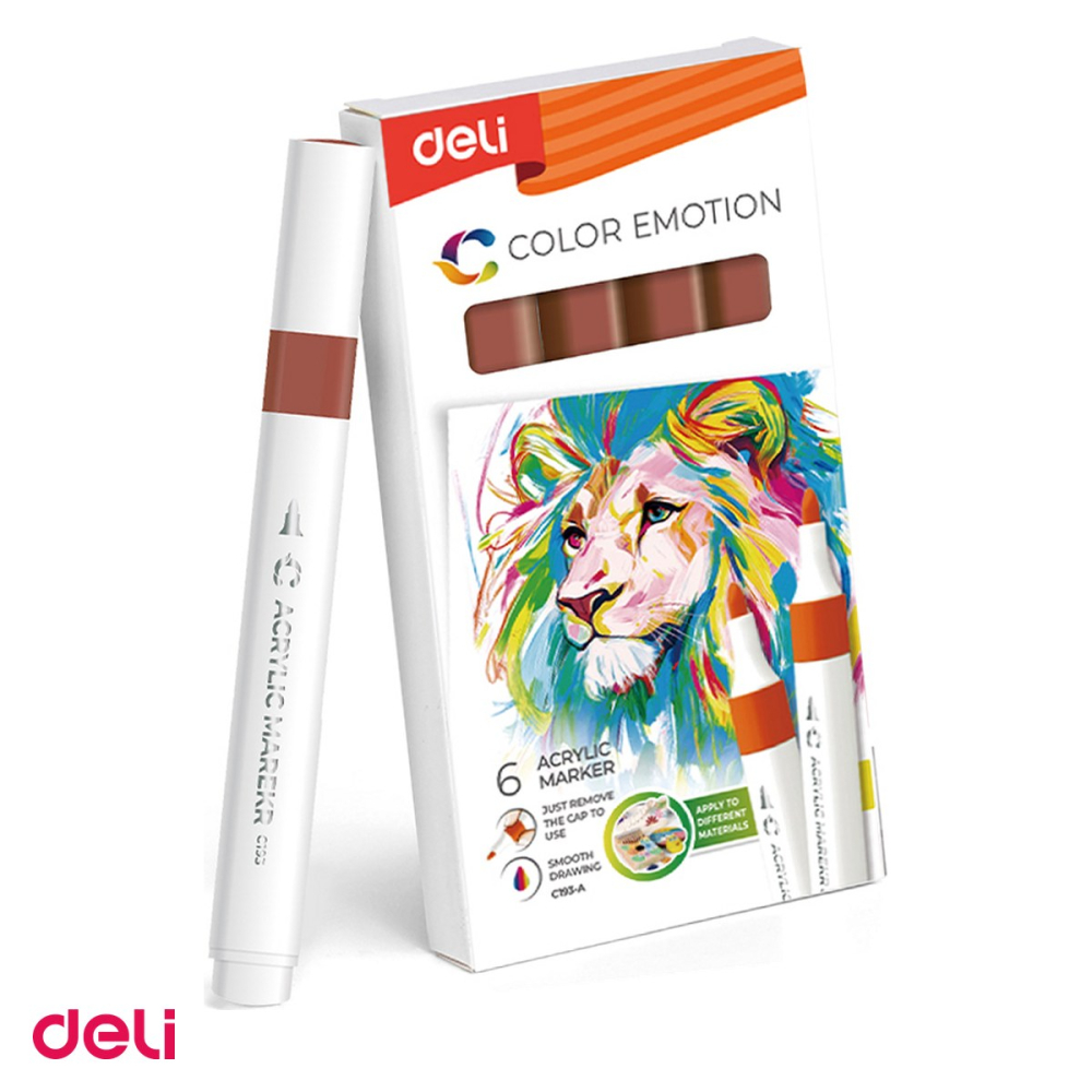 Marker cu varf rotund, Deli, acrilic color emotion, scris maro [1]