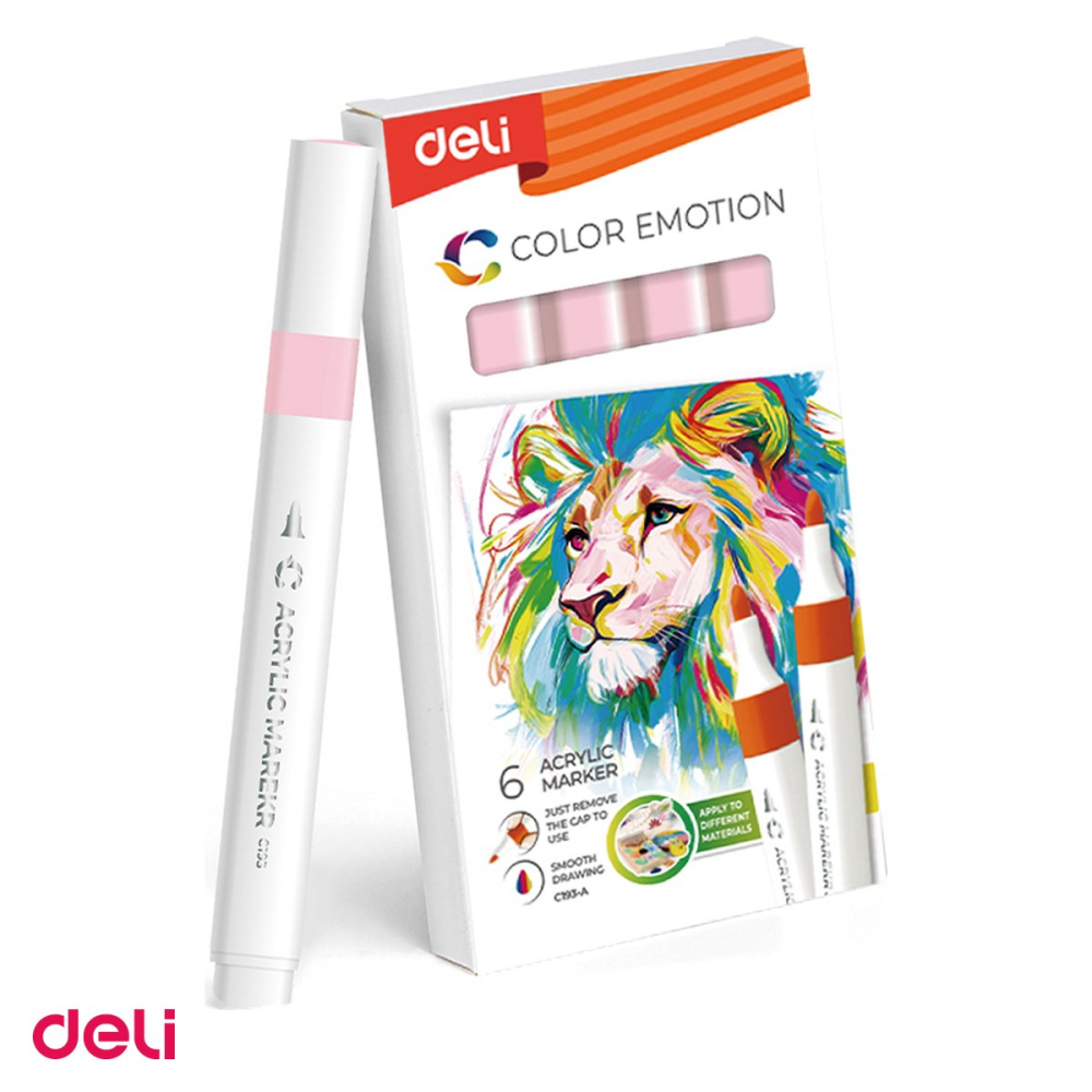 Marker cu varf rotund, Deli, acrilic pal color emotion, scris roz [1]