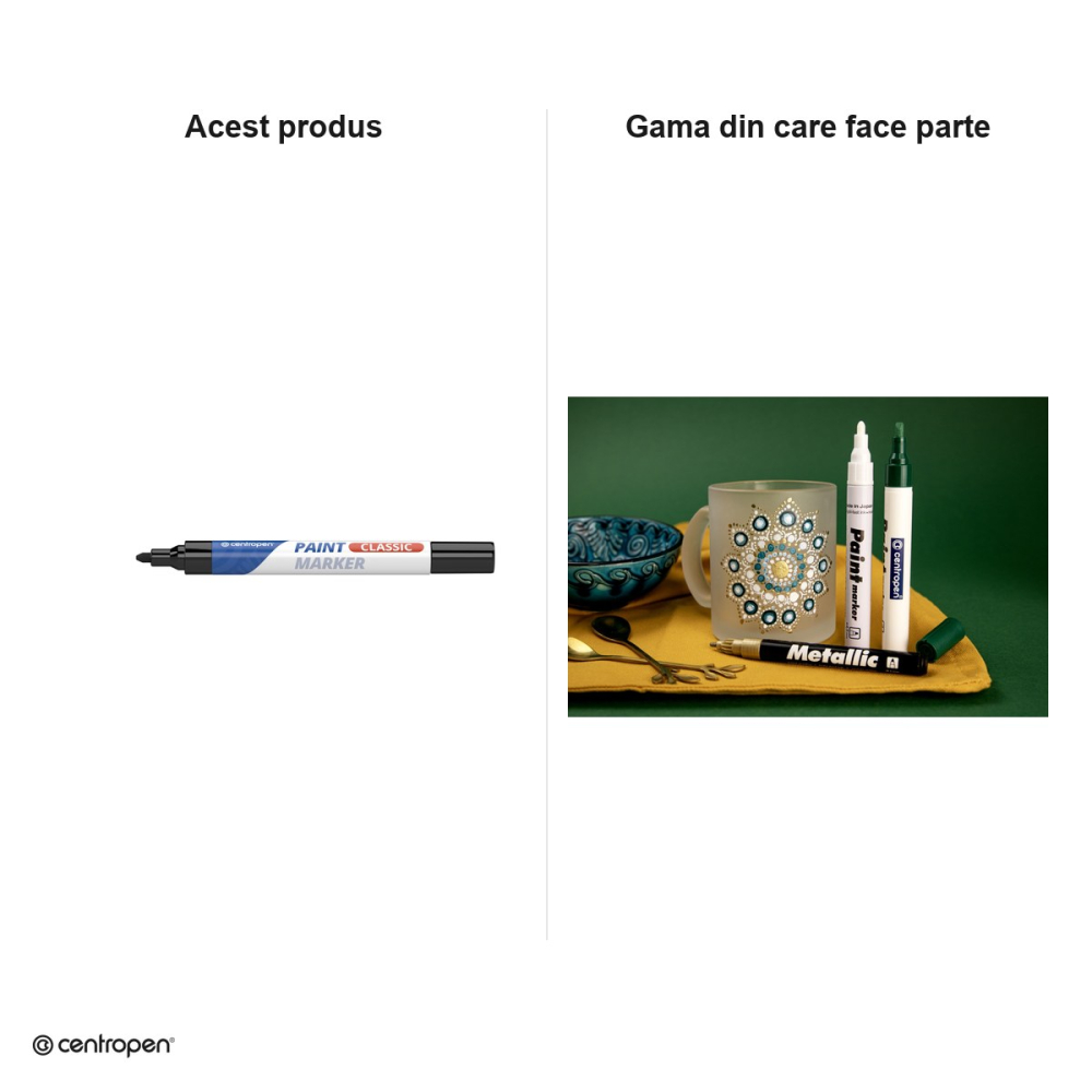 Marker cu vopsea Centropen 9100, varf 1-5 mm, vopsea neagra [5]