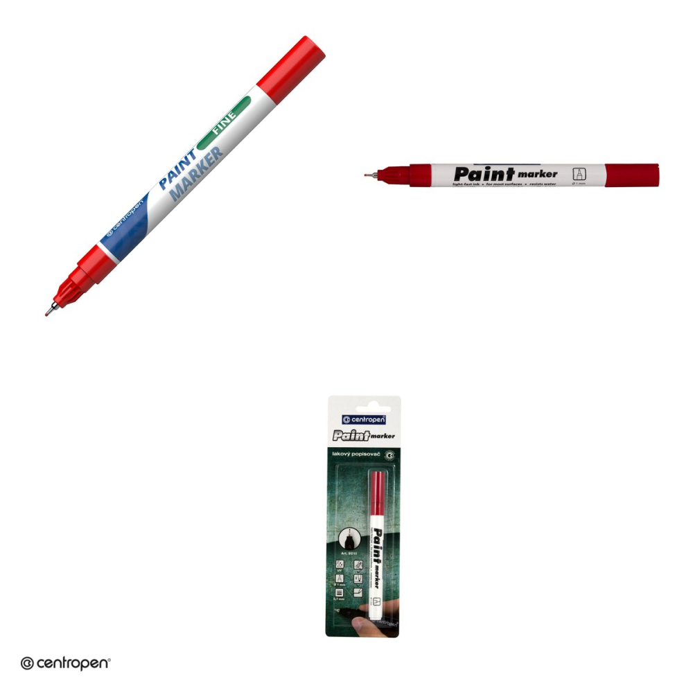 Marker cu vopsea Centropen 9211, varf 0.7 mm, vopsea rosie [4]