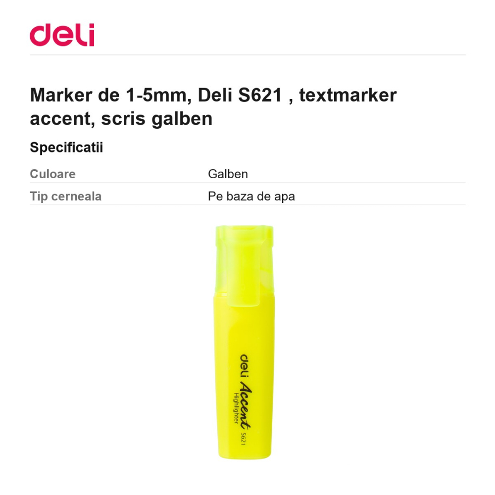 Marker de 1-5mm, Deli S621 , textmarker accent, scris galben [3]