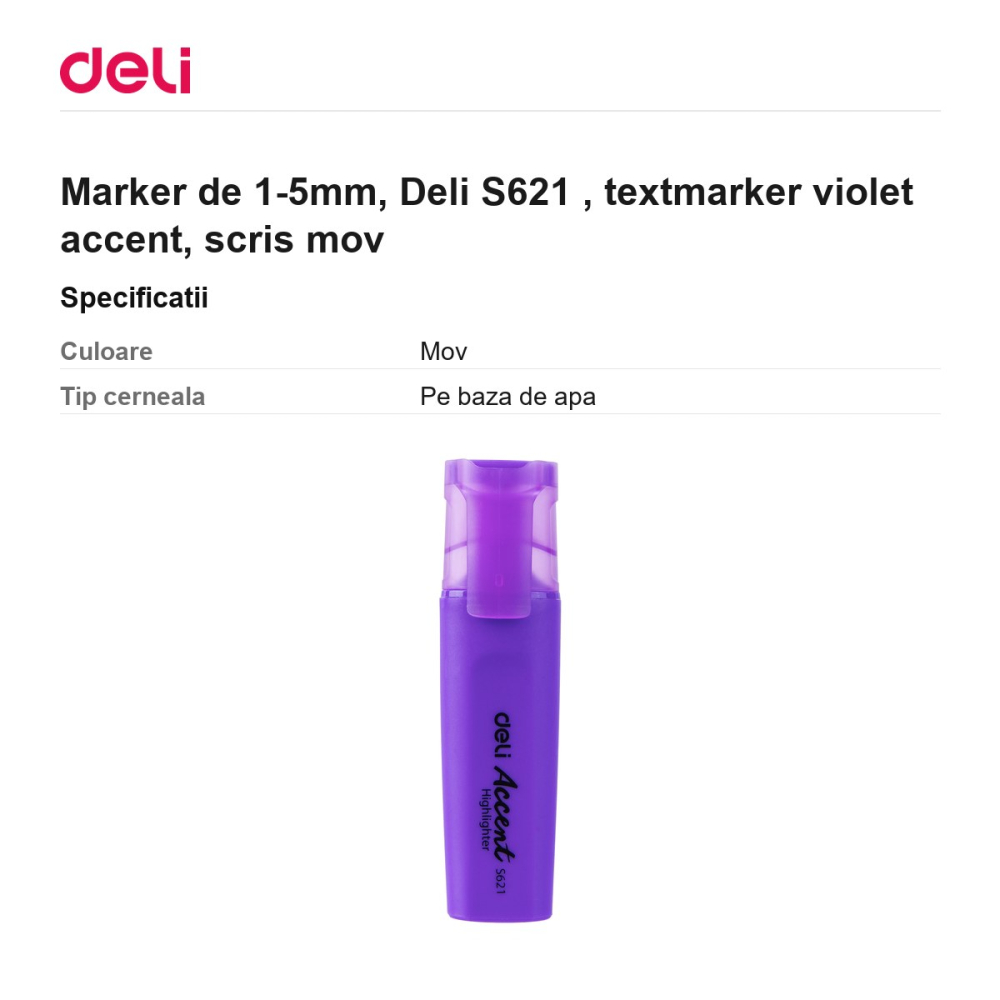 Marker de 1-5mm, Deli S621 , textmarker violet accent, scris mov [3]