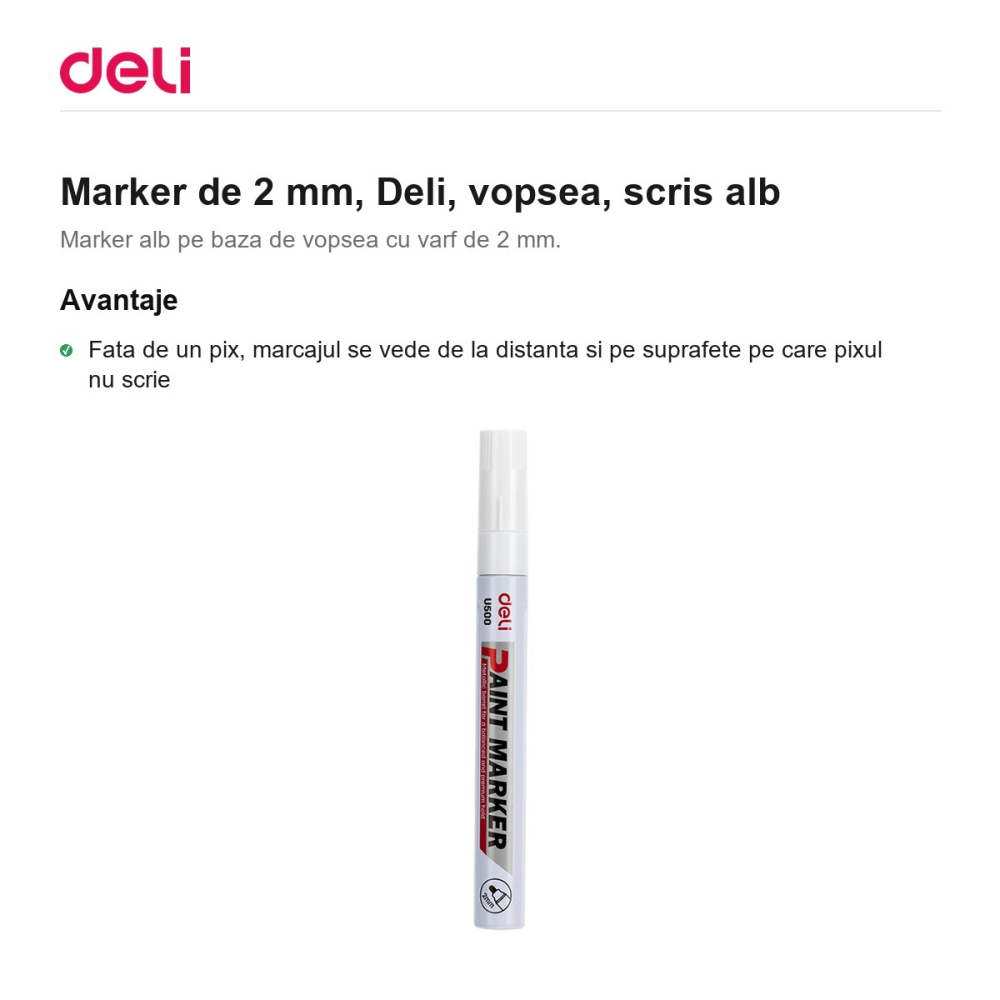 Marker de 2 mm, Deli, vopsea, scris alb [2]