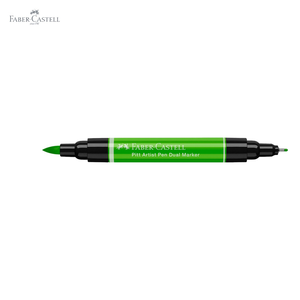 Marker dual Faber-Castell Pitt Artist Pen, varf pensula si liner 0.8, verde frunza 112, pentru desen si ilustratie [5]