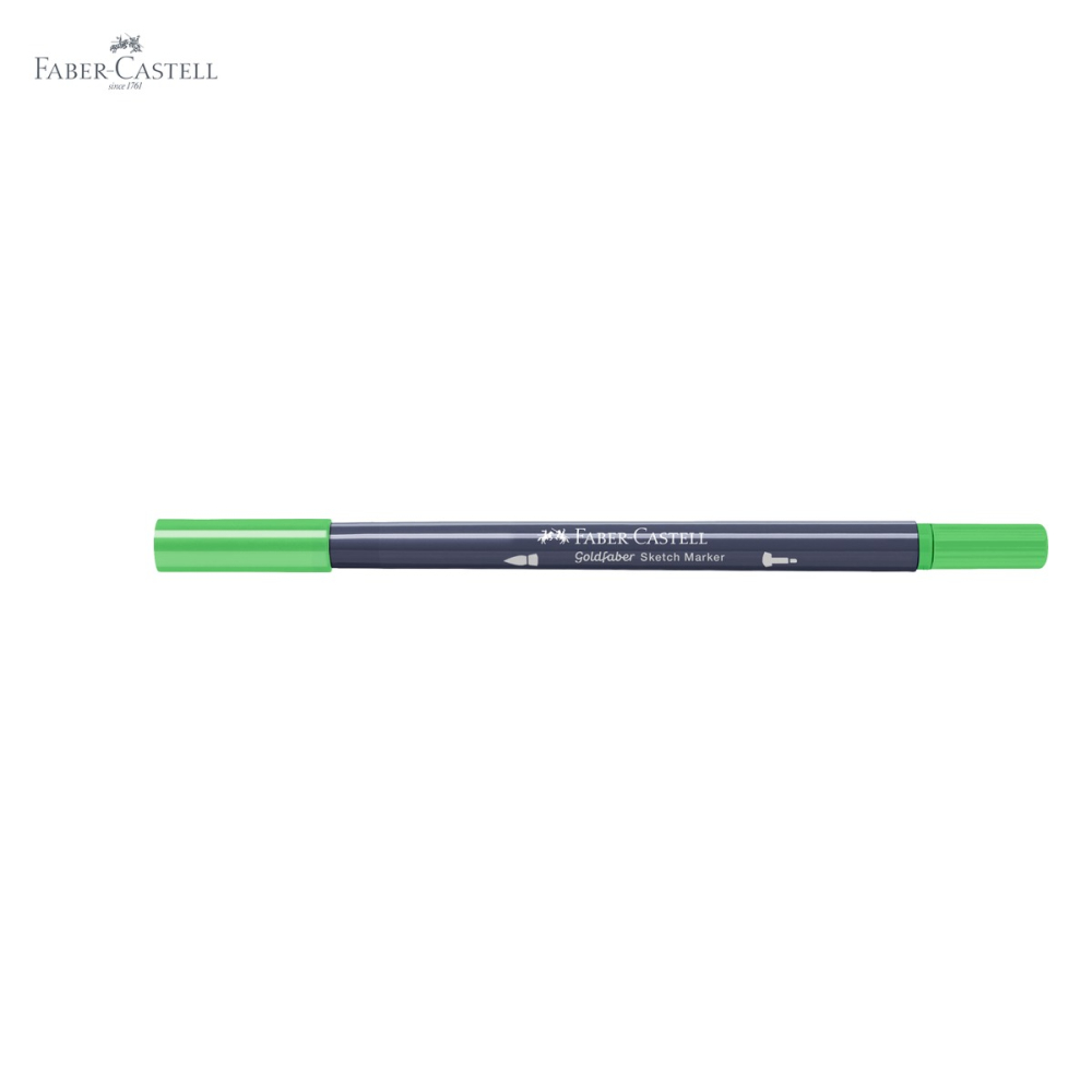 Marker dublu capat Faber-Castell Goldfaber verde frunza 112, pensula flexibila si fineliner, pentru ilustratie si desen artistic [5]