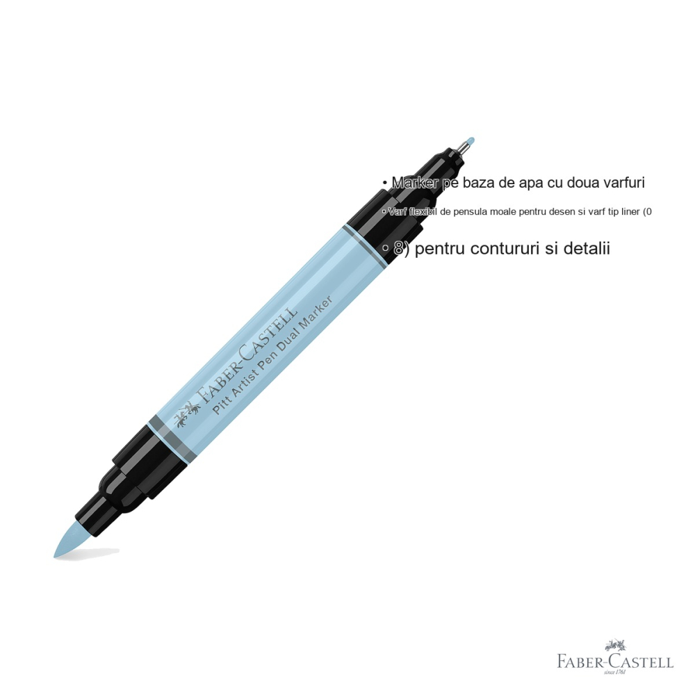 Marker dublu varf Faber-Castell Pitt Artist Pen, culoare bleu gheata 148, pentru desen si ilustratie [3]