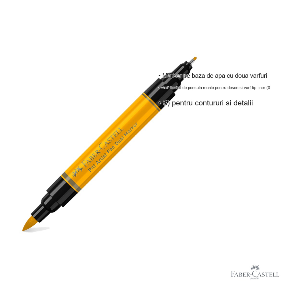 Marker dublu varf Faber-Castell Pitt Artist Pen, galben crom inchis 109, pentru desen si contururi [3]