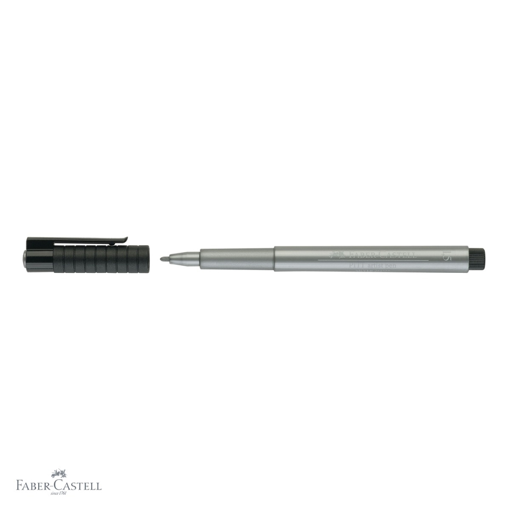 Marker Faber-Castell Pitt Artist Pen argintiu metalic, cerneala rezistenta la apa, linie 1.5mm, pentru arta si grafica [4]