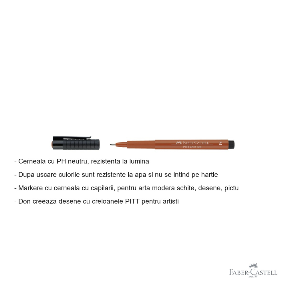 Marker Faber-Castell Pitt Artist Pen, varf mediu 0.7 mm, cerneala rosie sangvin, pentru schite si desen artistic [2]