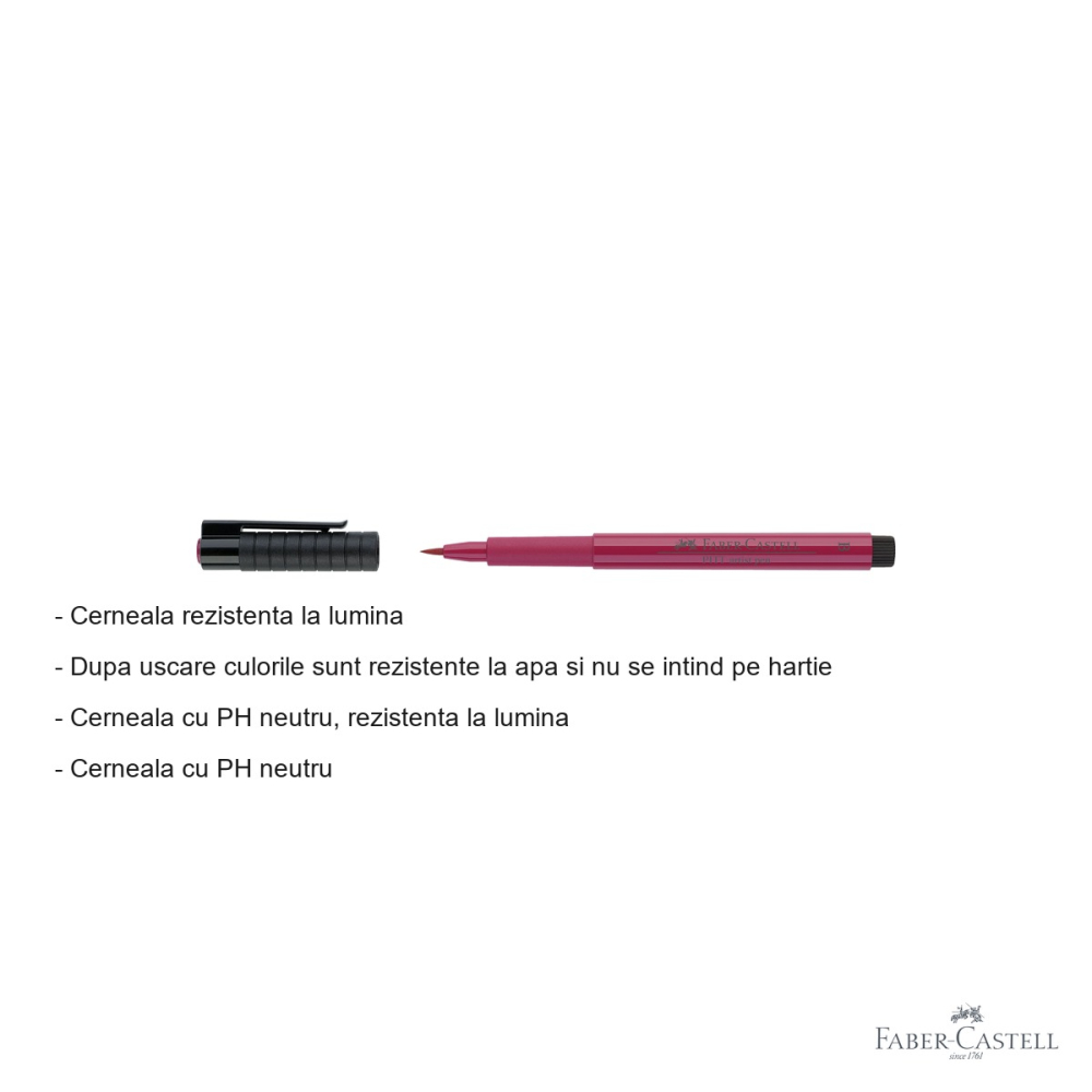 Marker Faber-Castell Pitt Artist Pen varf pensula, cerneala roz caramiziu rezistenta la apa, pentru artisti si designeri [2]