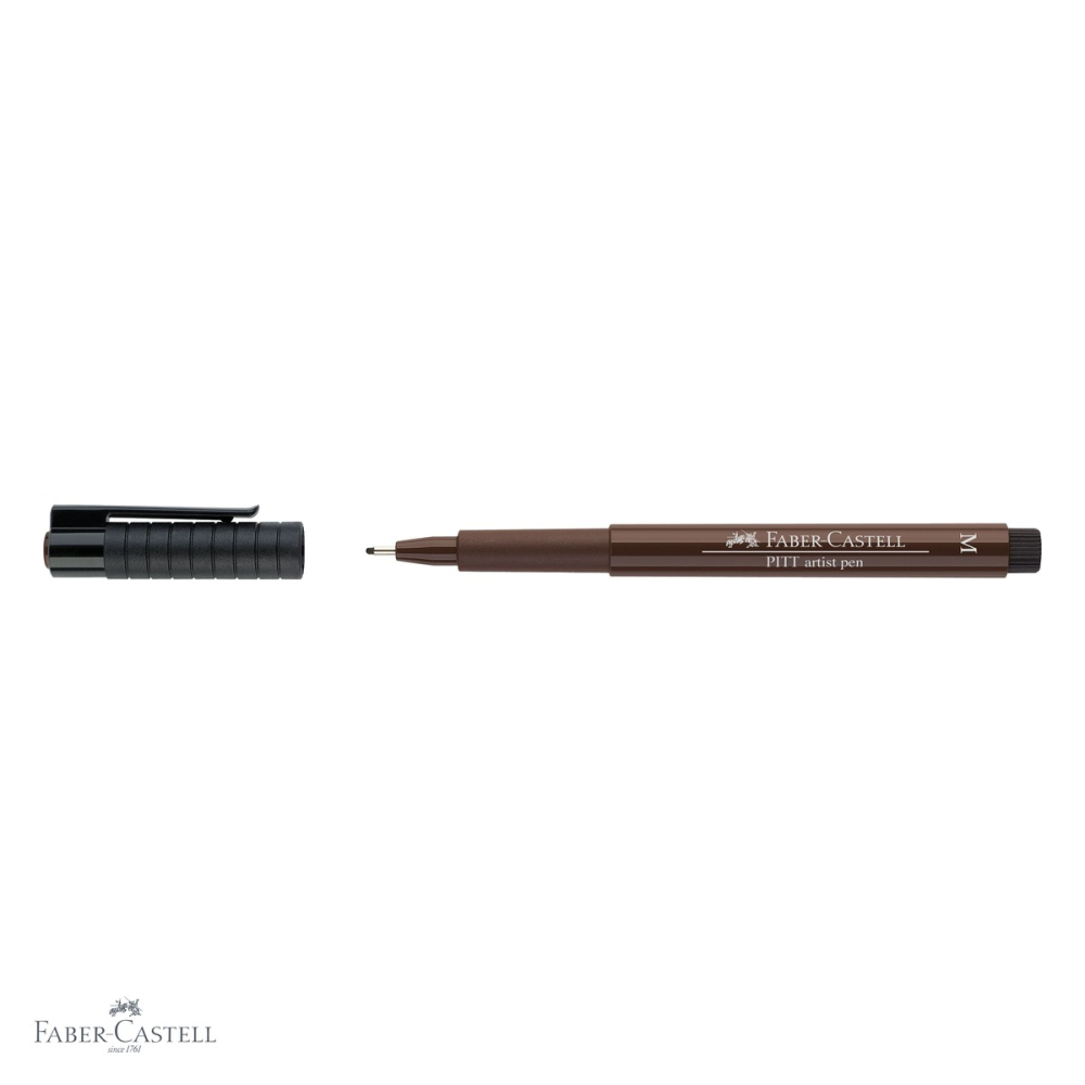 Marker Faber-Castell Pitt Artist Pen, varf pensula M 0.7 mm, cerneala sepia rezistenta la apa, pentru artisti si designeri [4]