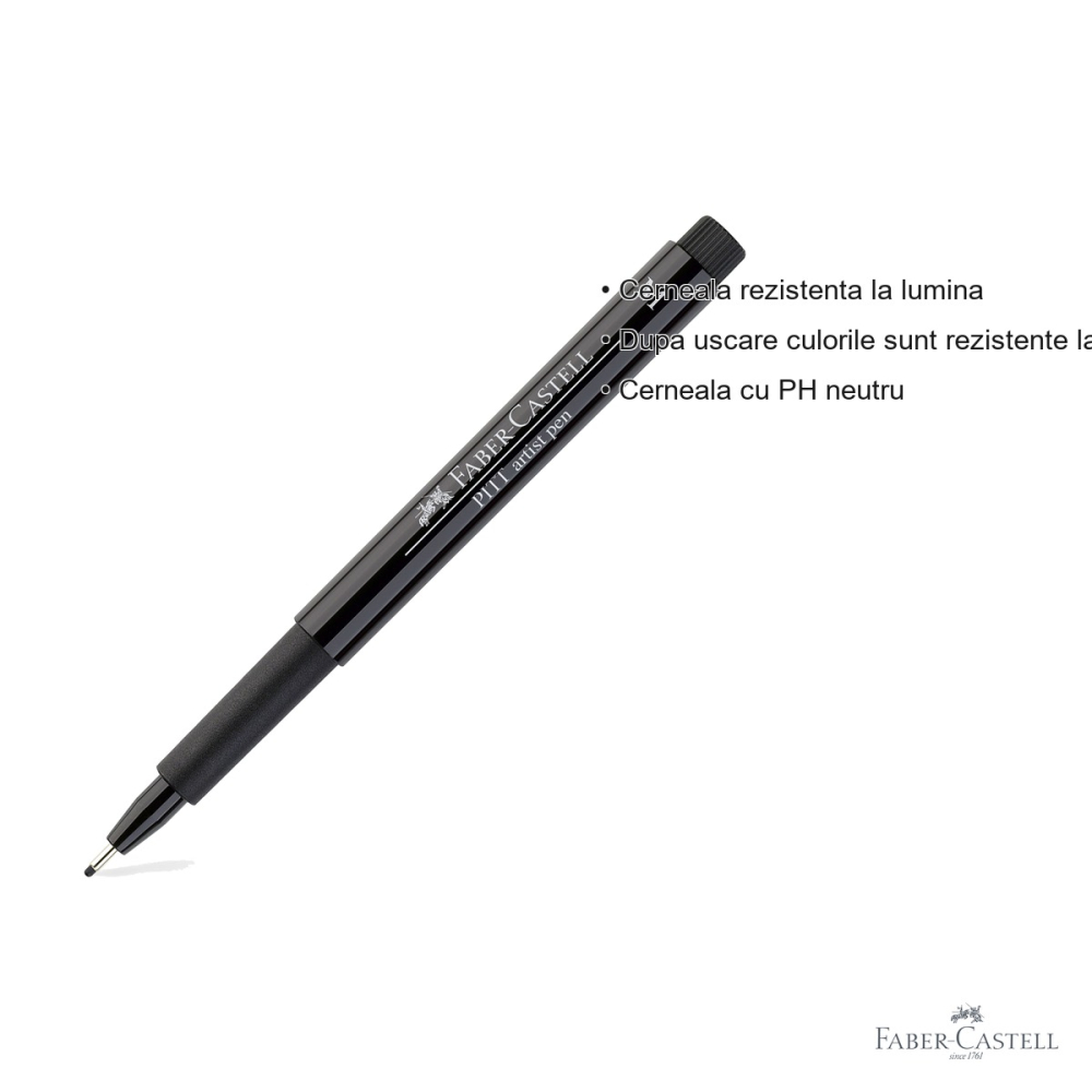 Marker Faber-Castell Pitt Artist Pen, varf pensula mediu 0.7 mm negru, pentru schite si desen artistic [3]