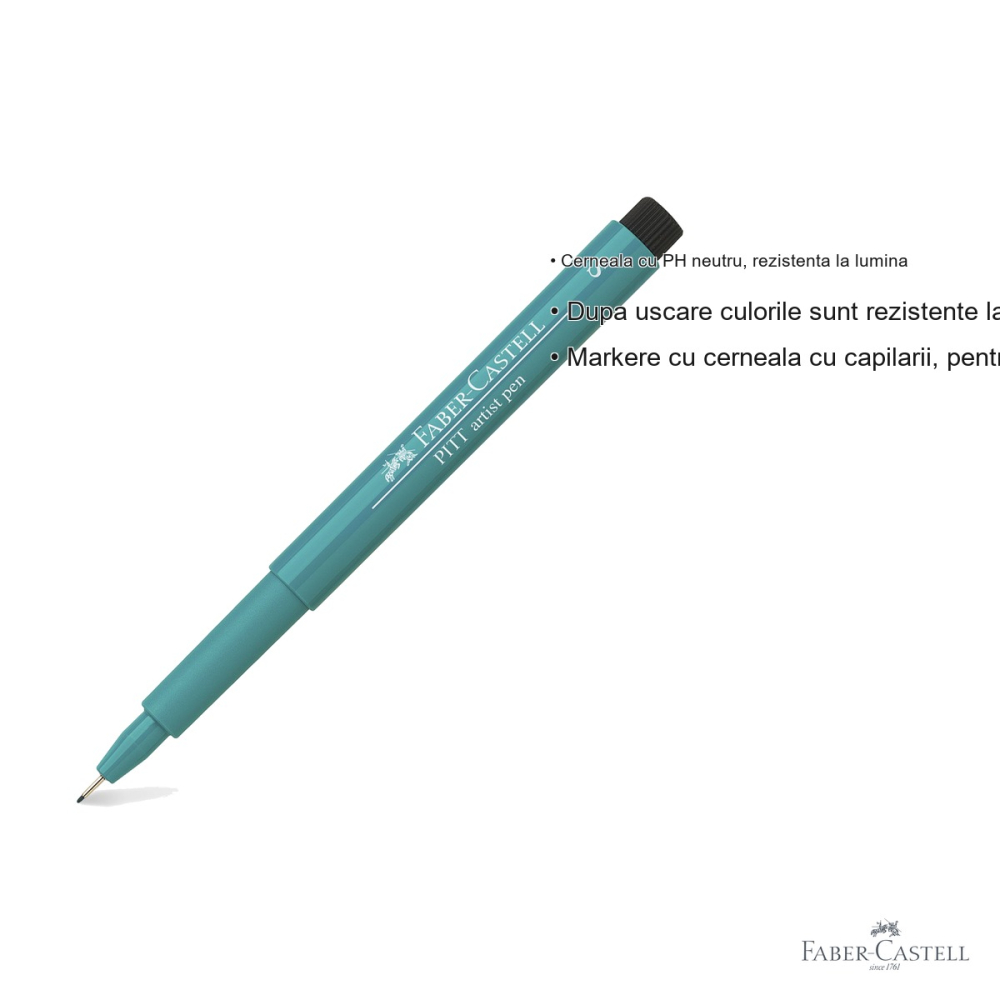 Marker Faber-Castell Pitt Artist Pen, varf subtire 0.3 mm, cerneala verde cobalt rezistenta la apa, pentru schite si desen artistic [3]