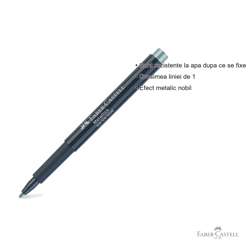 Marker metalic albastru Faber-Castell, efect nobil, pentru suprafete lucioase si crafting [3]