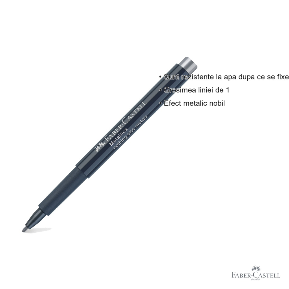 Marker metalic argintiu Faber-Castell, efect nobil, pentru suprafete inchise si lucioase [3]
