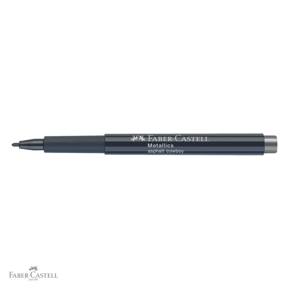 Marker metalic Faber-Castell, culoare gri asfalt, efect nobil, pentru suprafete inchise si lucioase [4]