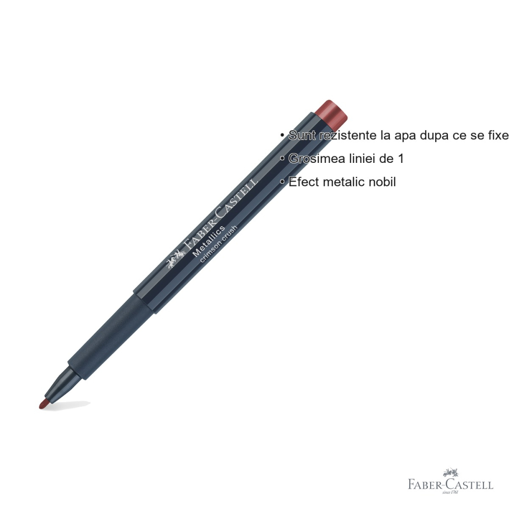 Marker metalic Faber-Castell, culoare rosu purpuriu, efect nobil, pentru suprafete lucioase si inchise [3]