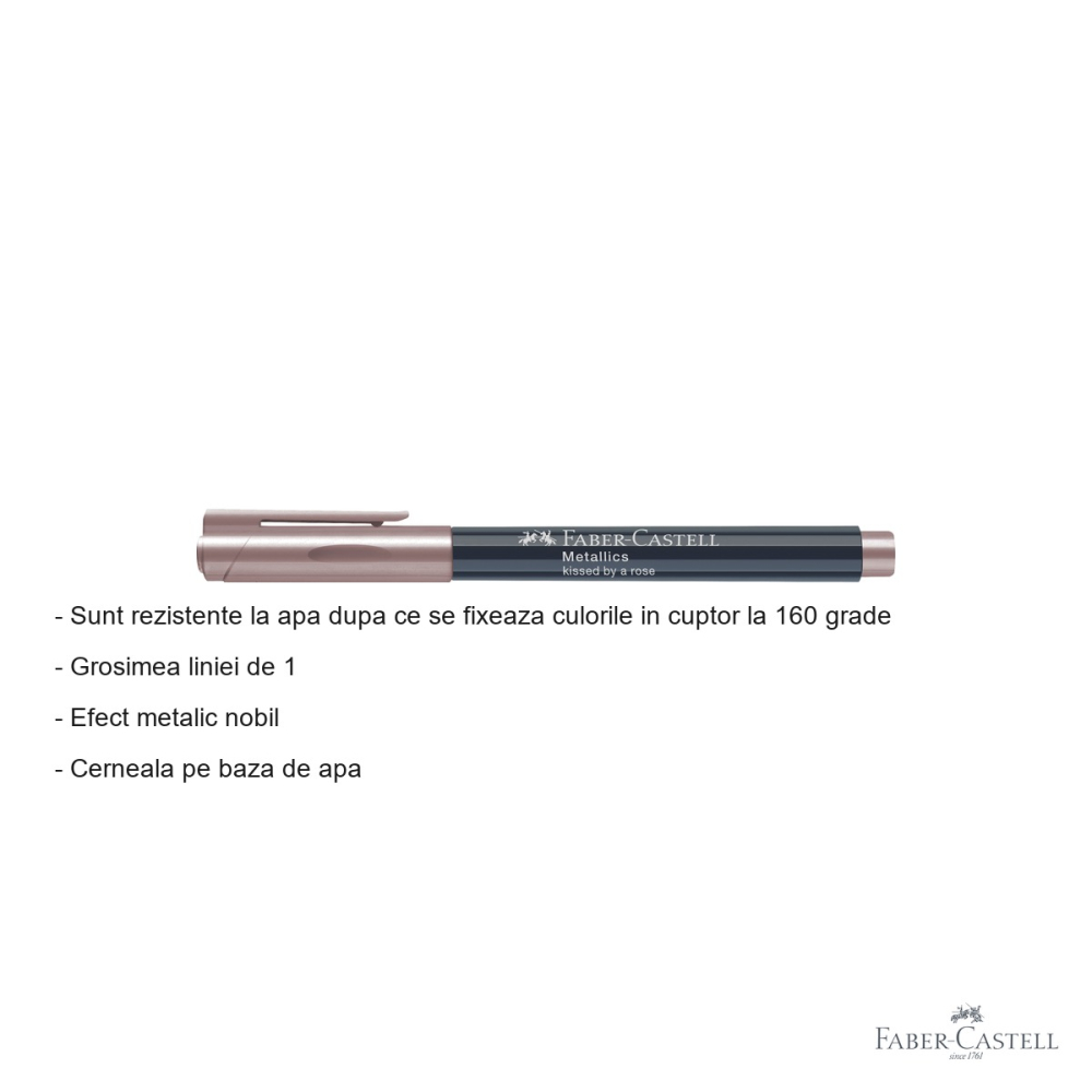 Marker metalic Faber-Castell Metallics Rose, efect nobil, pentru suprafete lucioase si inchise [2]
