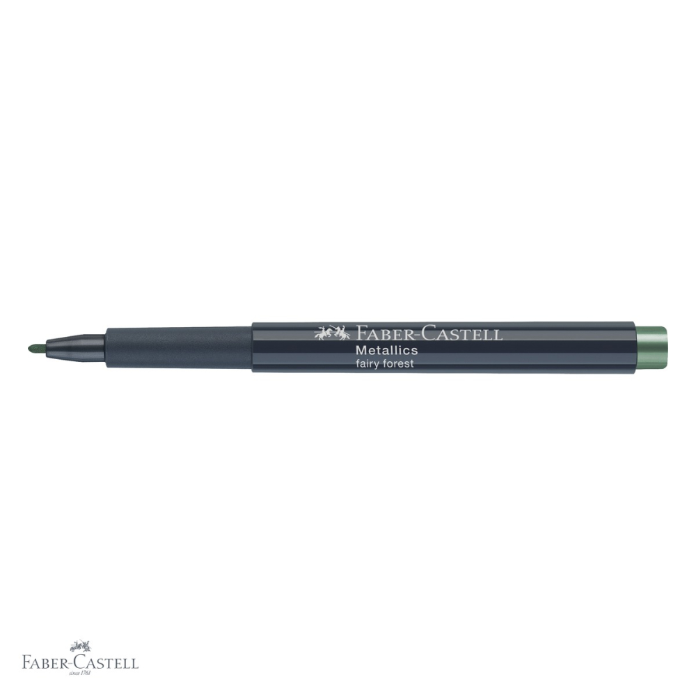Marker metalic Faber-Castell verde padure, efect nobil, pentru suprafete inchise si lucioase [4]