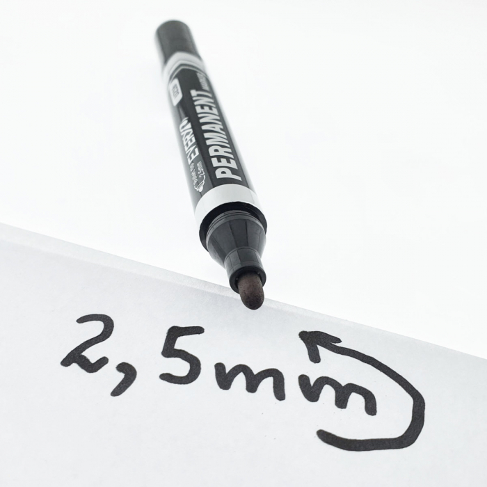Marker negru permanent cu varf rotund 2.5mm, rezistent la apa, scriere lina, model Everyday U216, lungime 145 mm, cu capac [5]