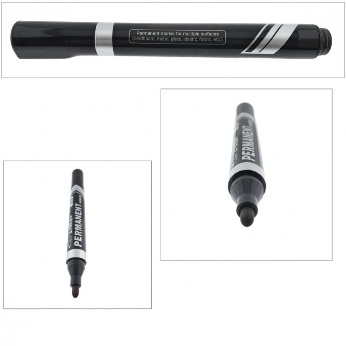 Marker negru permanent cu varf rotund 2.5mm, rezistent la apa, scriere lina, model Everyday U216, lungime 145 mm, cu capac [3]