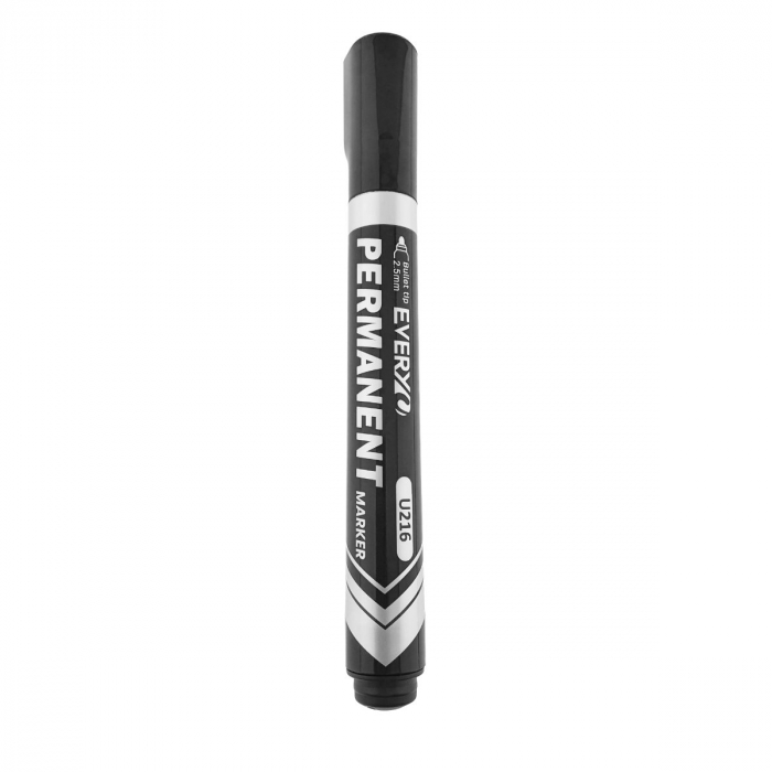 Marker negru permanent cu varf rotund 2.5mm, rezistent la apa, scriere lina, model Everyday U216, lungime 145 mm, cu capac [2]