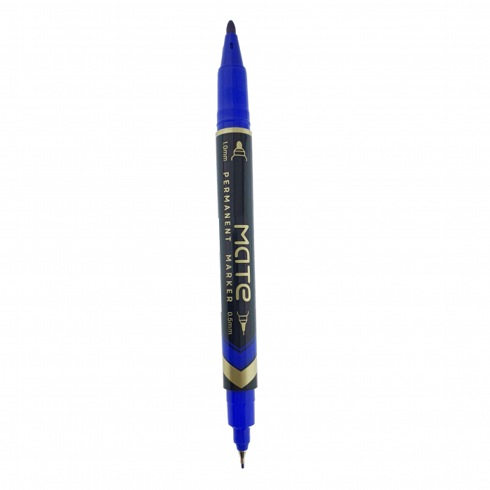 Marker permanent albastru cu 2 varfuri, 0.5mm si 1mm, pentru suprafete diverse [4]