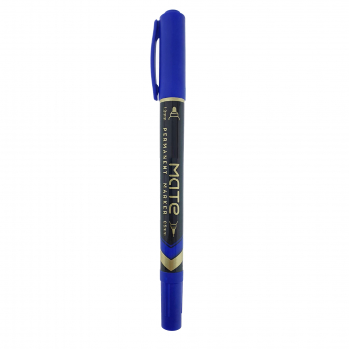 Marker permanent albastru cu 2 varfuri, 0.5mm si 1mm, pentru suprafete diverse [3]