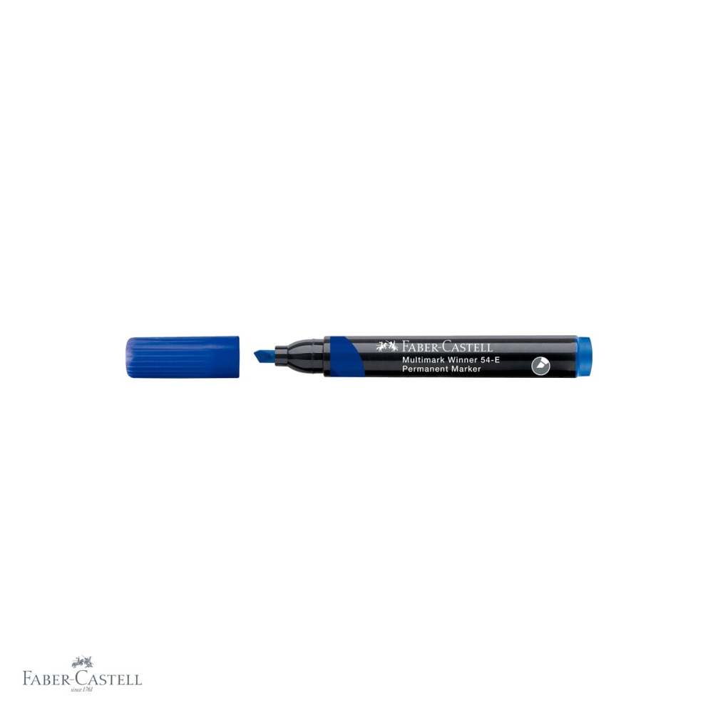 Marker permanent albastru Faber-Castell Winner 54, varf tesit 1.6/2.3/4.9 mm, cerneala pe baza de alcool, multisuprafata [4]