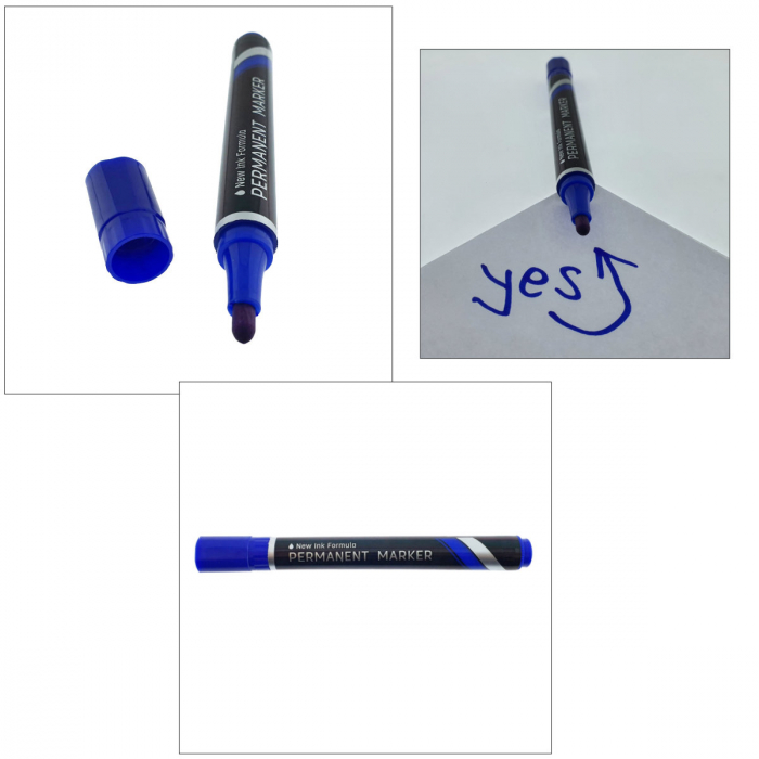 Marker permanent albastru, THINK U100, cu varf rotund 1.5MM, pentru scriere pe orice suprafata [4]