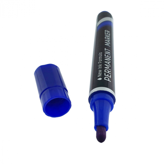 Marker permanent albastru, THINK U100, cu varf rotund 1.5MM, pentru scriere pe orice suprafata [2]