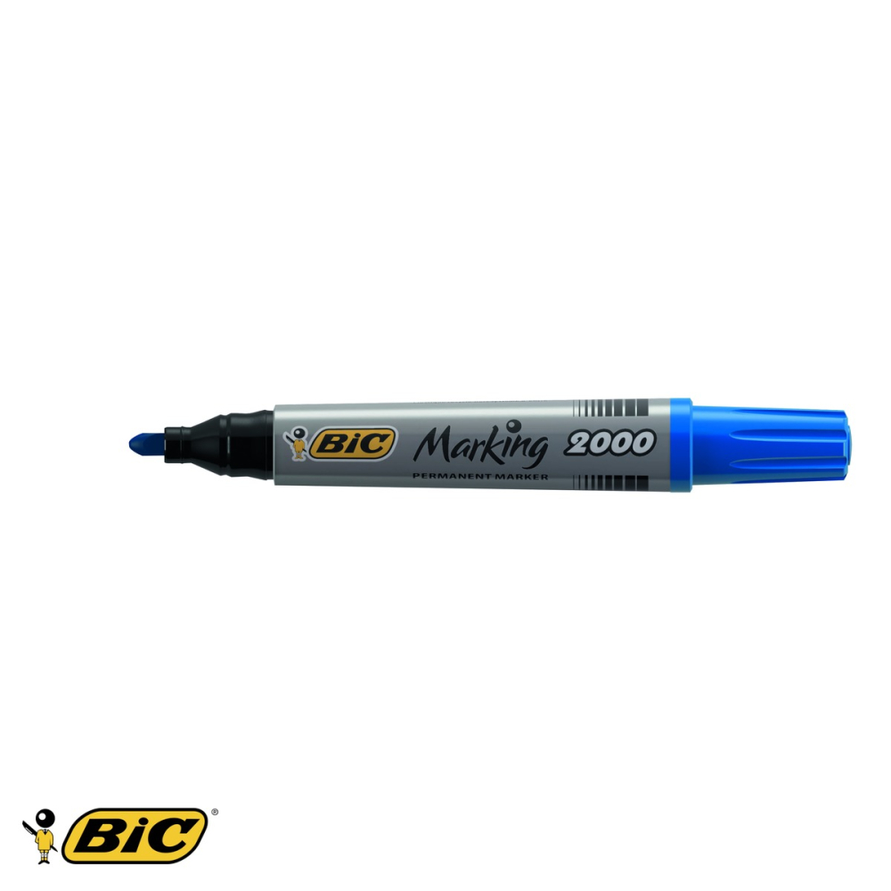 Marker permanent Bic 2000, varf rotund 2.5 mm, albastru, pentru suprafete multiple [5]