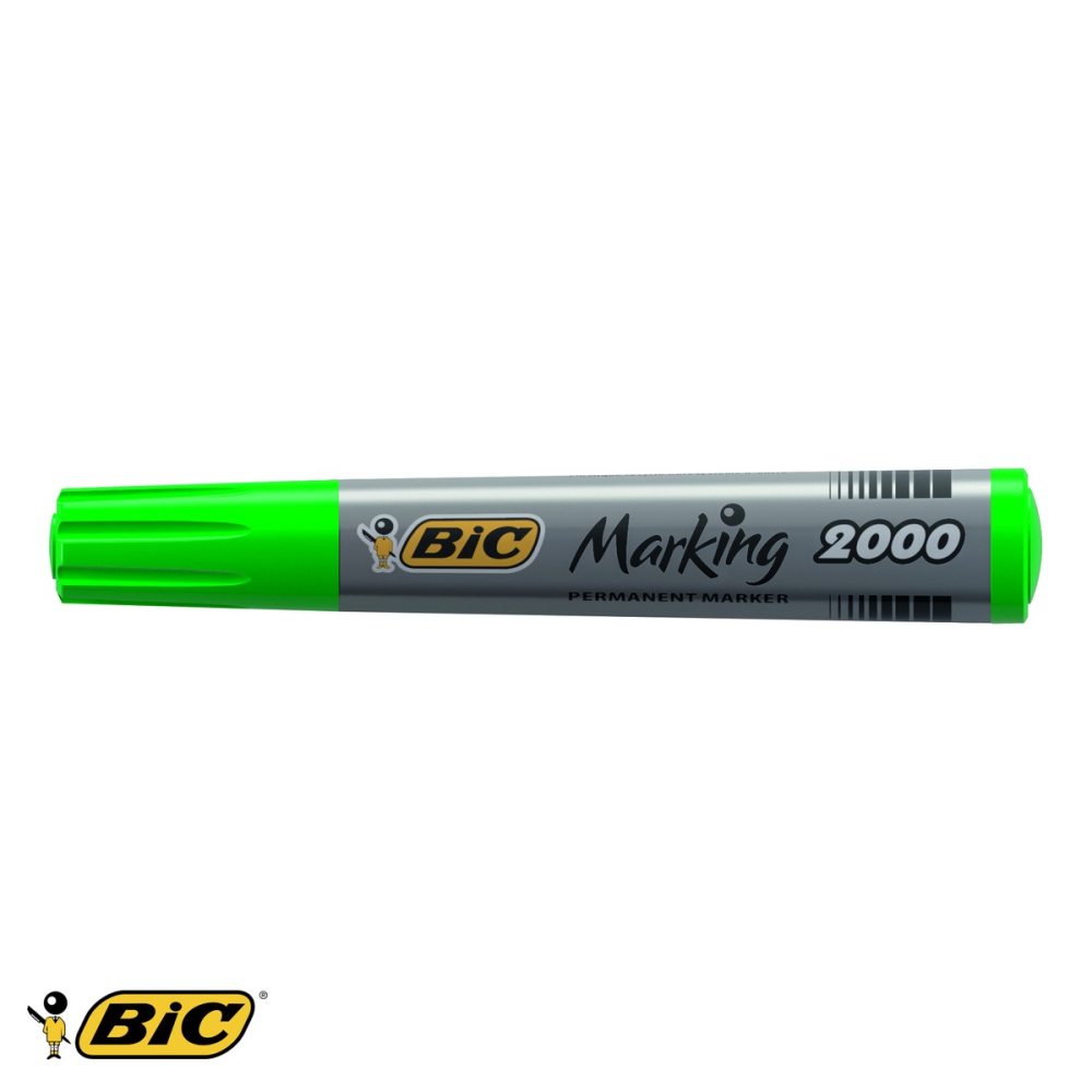 Marker permanent Bic 2000, varf rotund 2,5 mm, cerneala verde pe baza de alcool, pentru suprafete multiple [4]