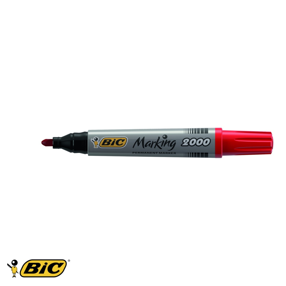 Marker permanent Bic 2000, varf rotund 2.5 mm, rosu, pentru hartie, plastic, metal si sticla [5]
