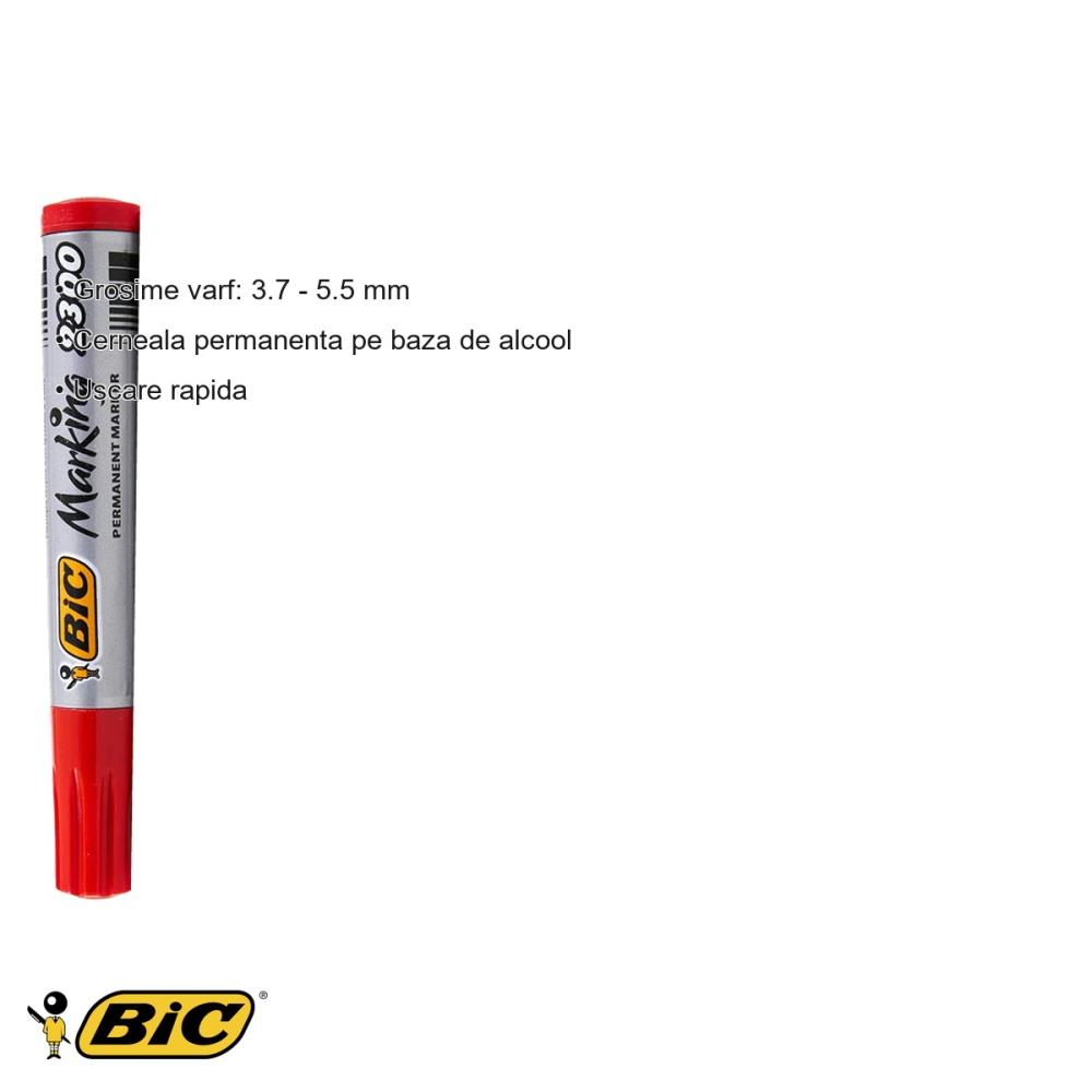 Marker permanent Bic 2300, varf tesit, cerneala rosie rezistenta, pentru multiple suprafete [3]