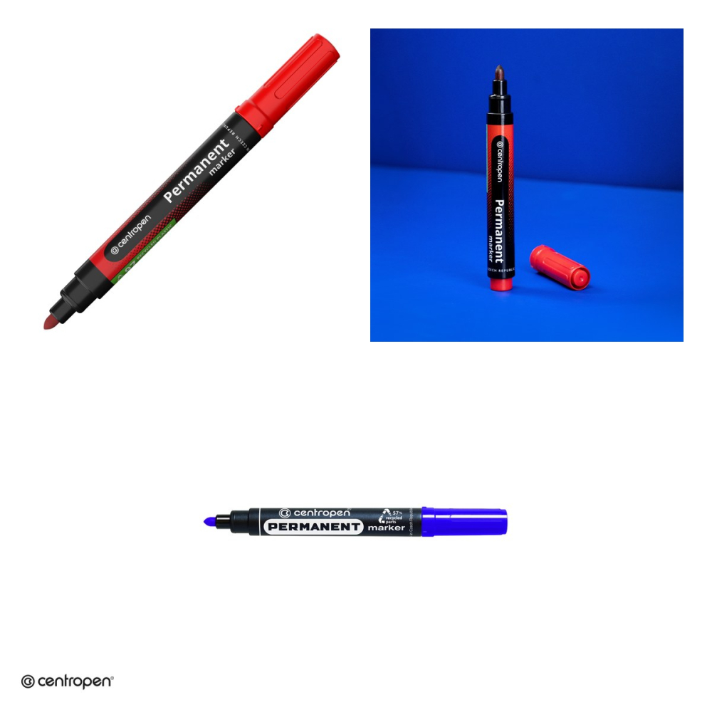 Marker permanent Centropen 8566, varf rotund 2.5 mm, cerneala albastra [4]