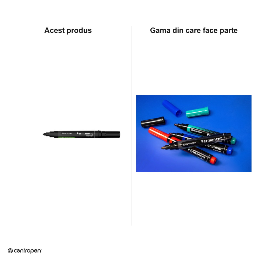 Marker permanent Centropen 8566, varf rotund 2.5 mm, cerneala neagra [5]