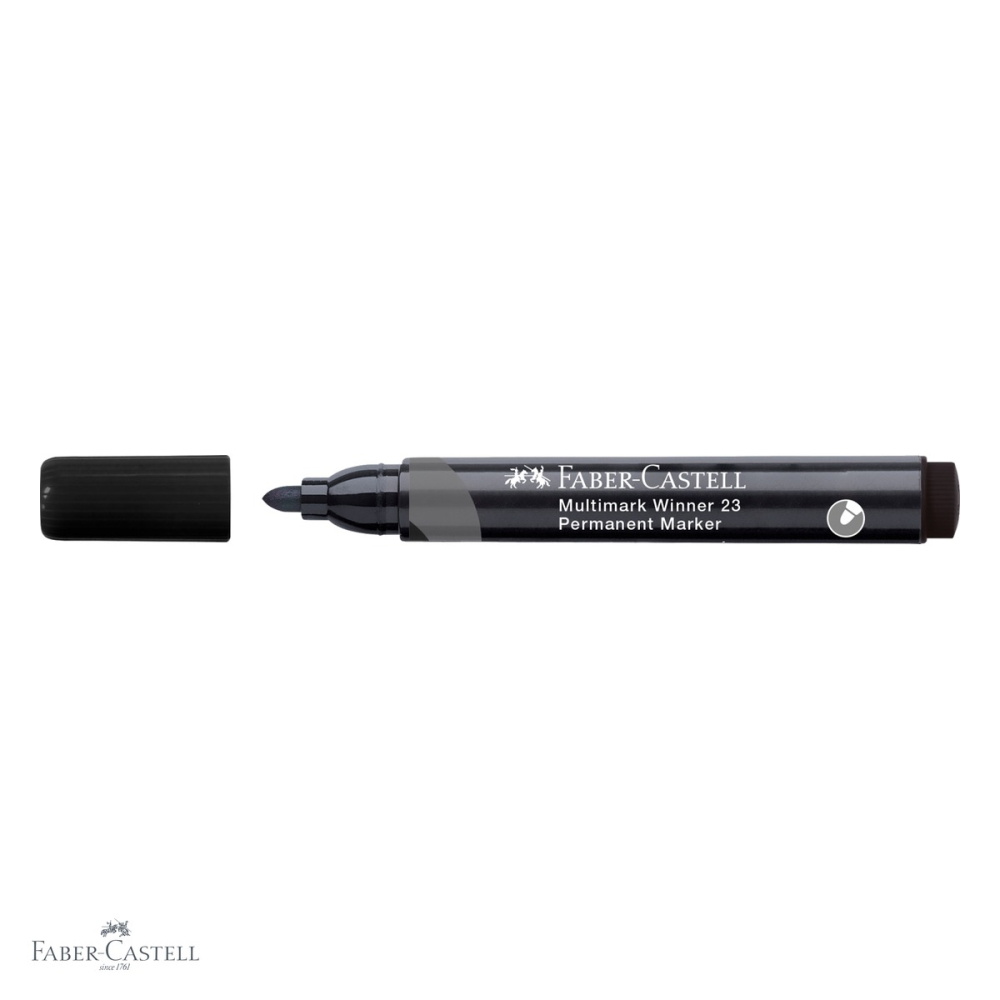 Marker permanent Faber-Castell Winner 23 Multimark, varf rotund 2.8 mm, cerneala pe baza de alcool, negru [4]