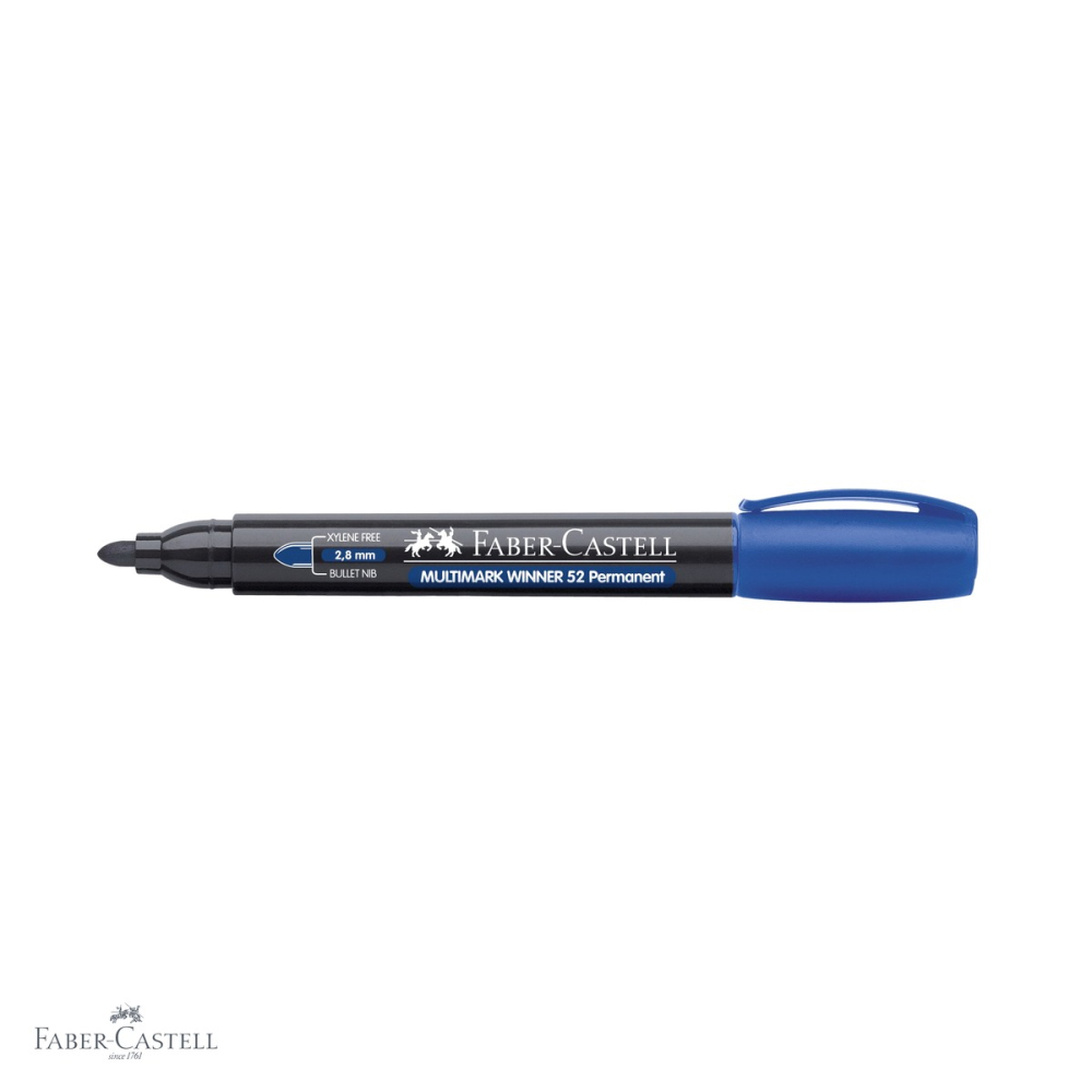 Marker permanent Faber-Castell Winner 52 Multimark, varf rotund 2.8 mm, cerneala albastra pe baza de alcool [4]
