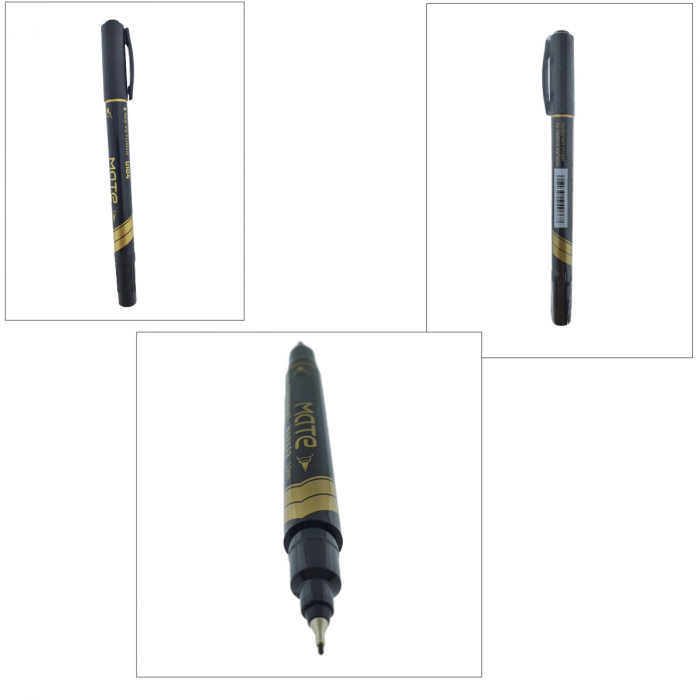 Marker permanent negru cu 2 varfuri, 0.5mm si 1mm, pentru suprafete diverse [4]
