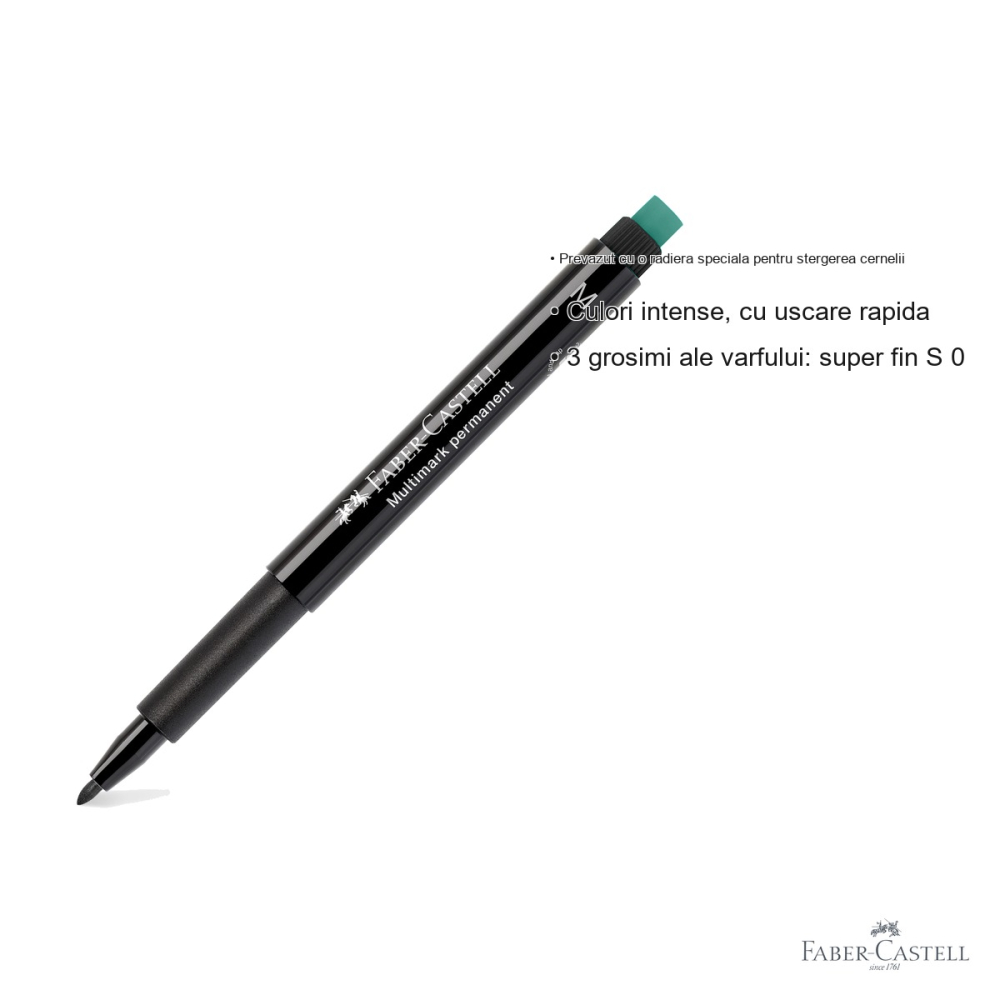 Marker permanent negru Faber-Castell Multimark, varf mediu M 1.0 mm, pentru CD, sticla, metal si plastic [3]