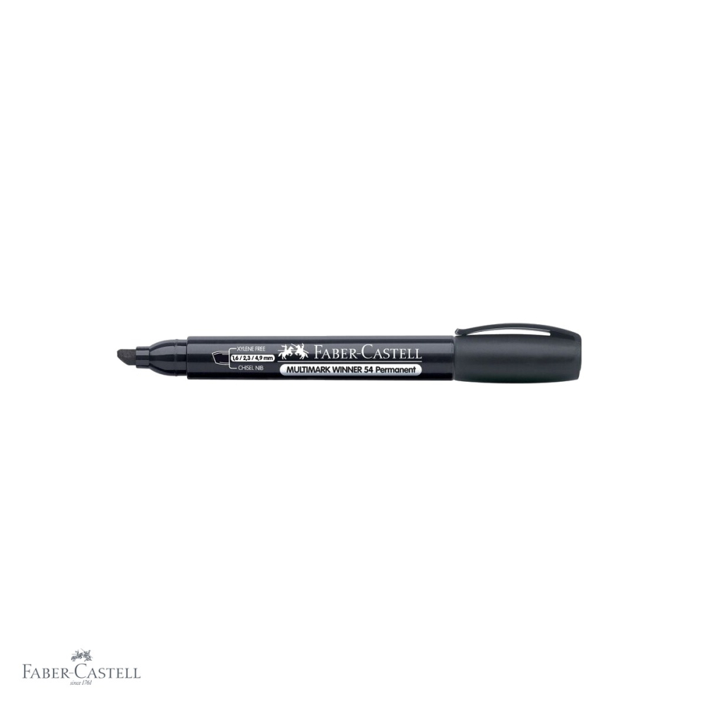 Marker permanent negru Faber-Castell Winner 54, varf tesit, cerneala alcool, pentru suprafete multiple [4]